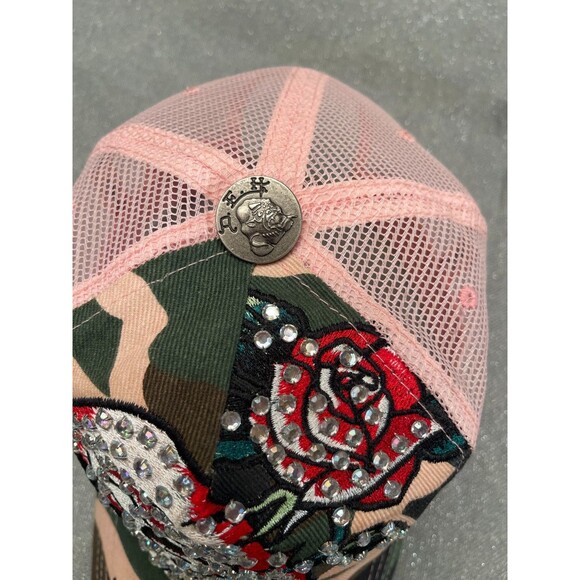 Vintage Y2K Ed Hardy Rhinestone Skull Trucker Hat 2000s 00s Lindsay Lohan LA main image 6